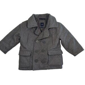 BABY GAP Gray Wool Double Breasted Pea Coat 18-24 Mos